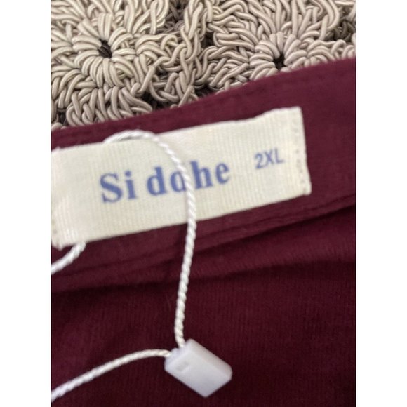 Siddhe Tunic Top Button Front V Neck 3/4 Rolled Long Sleeve Zip Burgundy 2XL NWT - Picture 9 of 16